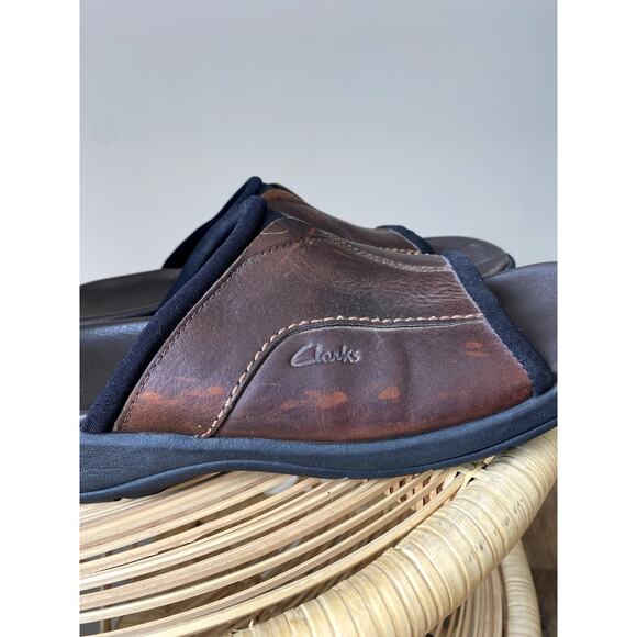 Mens Clarks Brown Leather Walkford Band Style Slide Sandals Sz 9M - Picture 5 of 9